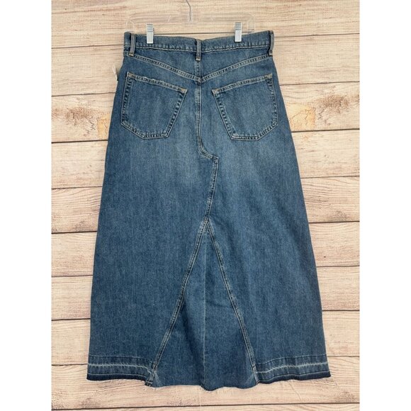 Gap Front Split Frayed Bottom Maxi Denim Skirt Women's 10P/30 Blue Medium Wash - Picture 2 of 13